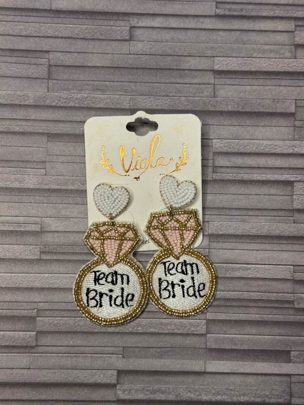 Team Bride Pink & Gold Beaded Statement Earrings